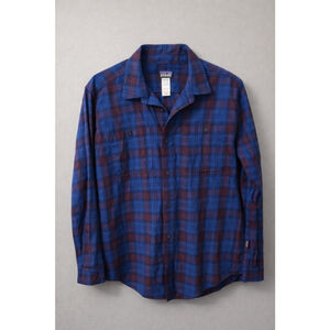 Patagonia Men’s Medium Organic Cotton Plaid Flannel Shirt Blue Red